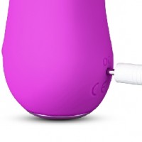 Vibrator w/Tongue, 10 Function, Silicone, Flower Shape, PURPLE
